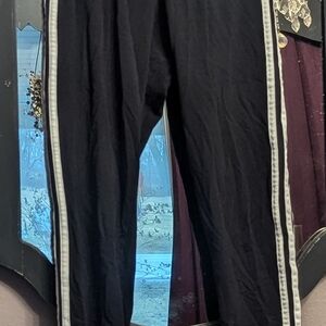 Black Track Pants with White Stripes